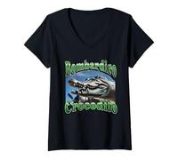 Mujer Bombadiro Crocodilo Divertido Italiano Brainrot Meme Gráfico Camiseta Cuello V