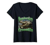 Mujer Bombadiro Crocodilo Divertido Italiano Brainrot Meme Gráfico Camiseta Cuello V