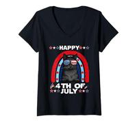 Mujer Bombay Cat Happy 4th of July Patriotic American Cats Lovers Camiseta Cuello V