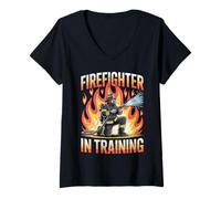 Mujer Bombero en Entrenamiento recluta de la Academia de Rescate de Bomberos Camiseta Cuello V
