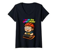 Mujer Bonita Camisa Retro para Autismo - I'm On The Spectrum! Camiseta Cuello V