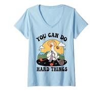 Mujer Bonita Camiseta con Cita Positiva de Goose, You Can Do Hard Things, Duck Camiseta Cuello V
