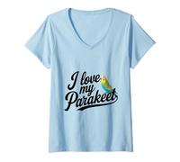 Mujer Bonita canción «Me encanta mi periquito», genial para pájaros, mamás y papás, divertida y novedosa. Camiseta Cuello V