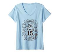 Mujer Bonita Fiesta de cumpleaños otoñal de The Fall I Turned 15 Camiseta Cuello V