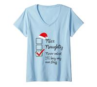 Mujer Bonita Lista traviesa No Importa Que compraré mis propias Cosas Navidad Camiseta Cuello V
