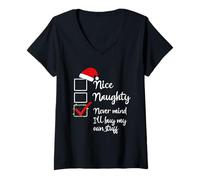 Mujer Bonita Lista traviesa No Importa Que compraré mis propias Cosas Navidad Camiseta Cuello V