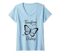 Mujer Bonita Mariposa Minimalista Que transforma y Cambia tu Vida Camiseta Cuello V