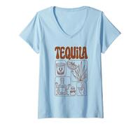 Mujer Bonita Mascota Retro Tequila Shot con Sabor a limón y Sal de los 70 Camiseta Cuello V