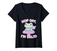 Mujer Bonita rana en seta con diseño de afirmación de bufanda de orgullo Camiseta Cuello V