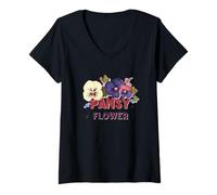 Mujer Bonitas Plantas de Flores de Pensamiento para un Aspecto Agradable Camiseta Cuello V
