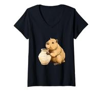 Mujer Bonito Aspecto de Animales Capibara de Potter para Amantes de los Pasatiempos Camiseta Cuello V