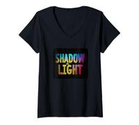 Mujer Bonito atuendo de discurso de sombra y luz Camiseta Cuello V