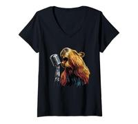 Mujer Bonito Capibara Cantante para niños y niñas de Karaoke Camiseta Cuello V