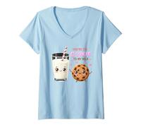 Mujer Bonito diseño de Amor de You'Re The Cookie To My Milk Camiseta Cuello V