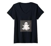 Mujer Bonito diseño de Halloween Fantasma Espeluznante Temporada de Halloween Camiseta Cuello V
