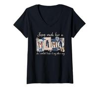 Mujer Bonito diseño de Mariposa Floral Vintage de Jesús Mamá Camiseta Cuello V