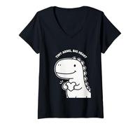 Mujer Bonito diseño de San Valentín para niños de Tiny Arms Big Heart Dino Camiseta Cuello V