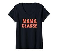 Mujer Bonito diseño navideño de mamá cláusula de Estrellas Camiseta Cuello V