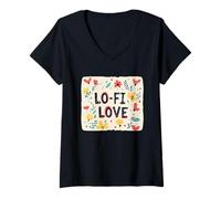 Mujer Bonito Disfraz de Lo-Fi Love Speech para un Aspecto Fresco Camiseta Cuello V