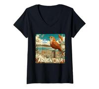 Mujer Bonito Disfraz patriótico de pájaro Argentino en Colores Argentinos Camiseta Cuello V