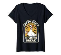 Mujer Bonito gráfico de Gafas de Sol Off To Enjoy Summer Break Camiseta Cuello V