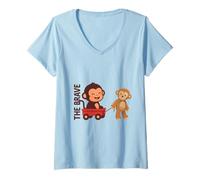 Mujer Bonito gráfico de Monkey Punch Baby The Brave Camiseta Cuello V