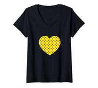 Mujer Bonito gráfico minimalista con patrón de lunares amarillos y azules Camiseta Cuello V