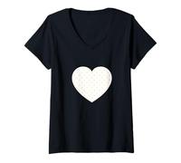 Mujer Bonito gráfico minimalista con patrón de lunares marrón claro Camiseta Cuello V