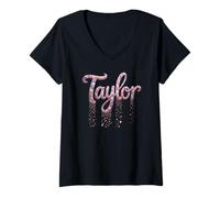 Mujer Bonito Nombre Taylor Personalizado Niña Fiesta Mamá Ropa Camiseta Cuello V