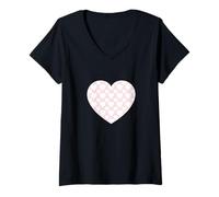 Mujer Bonito patrón de corazones rosa claro Gráfico minimalista simple Camiseta Cuello V