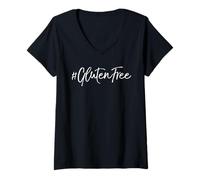 Mujer Bonito Regalo sin Gluten para Mujeres, Hashtag #GlutenFree Camiseta Cuello V