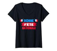 Mujer Bonne Fête Nationale 14 Juillet Francia Feliz Día de la Bastilla Camiseta Cuello V