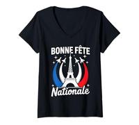 Mujer Bonne Fête Nationale Funny Bastille Day Francia Amantes Camiseta Cuello V