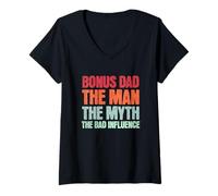 Mujer Bonus Dad The Man Myth Bad Influence Funny Step Dad Padre Camiseta Cuello V