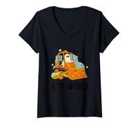 Mujer Boo-Dozer - Fantasma - Halloween - Tractor - Divertido Halloween Camiseta Cuello V