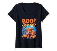 Mujer Boo! I Mean Moo Funny Cow Halloween Camiseta Cuello V