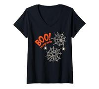 Mujer Boo I'm Stuck On You Spider Webs Halloween Camiseta Cuello V