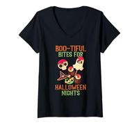 Mujer Boo-Tiful Bites For Halloween Noches Chef Cocina Halloween Camiseta Cuello V