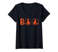 Mujer Boo Witch Crew Friends Sista Boos Divertido Halloween Boo Fun Camiseta Cuello V