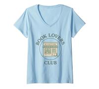 Mujer Book Club Librería Vintage Lectura Amante Minimal Camiseta Cuello V