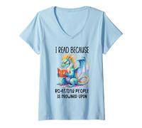 Mujer Book Dragon I Read Because Roasting People is Frowned Upon Camiseta Cuello V