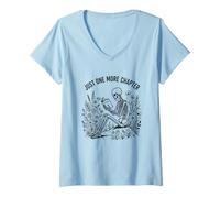 Mujer Book Lover Un capítulo más Floral Dark Academia Camiseta Cuello V