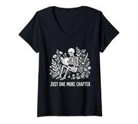 Mujer Book Lover Un capítulo más Floral Dark Academia Camiseta Cuello V
