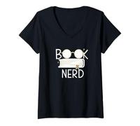 Mujer Book Nerd Reading Aesthetic Minimal Graphic Camiseta Cuello V