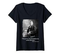Mujer Booker Taliaferro Washington Quote on Character Make The Man Camiseta Cuello V