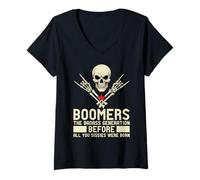 Mujer Boomers Badass Generation Vintage Rebel Pride Boomer Camiseta Cuello V