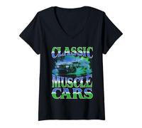 Mujer Bootleg clásico Muscle Car Camiseta Cuello V