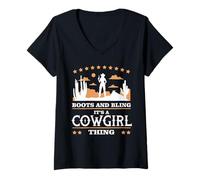 Mujer Boots and Bling It’s a Cowgirl Thing Rodeo Gift Camiseta Cuello V