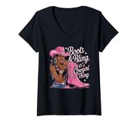 Mujer Boots and Bling It's Cowgirl Thing, orgullo del mes de la historia negra Camiseta Cuello V