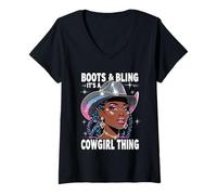 Mujer Boots and Bling It's Cowgirl Thing Western Country Melanina Camiseta Cuello V